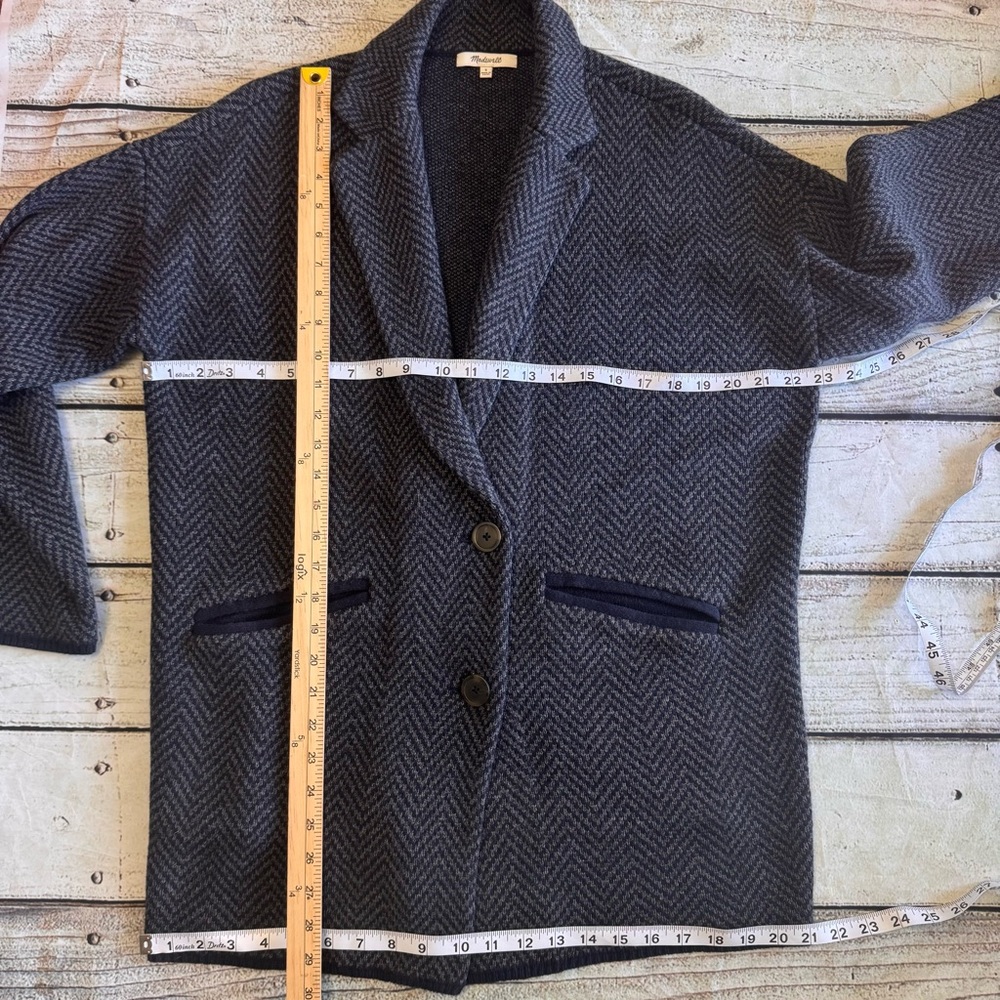 Madewell Merino Wool Blend Herringbone Coat Womens Small Oversized Cocoon Gray - Picture 9 of 16